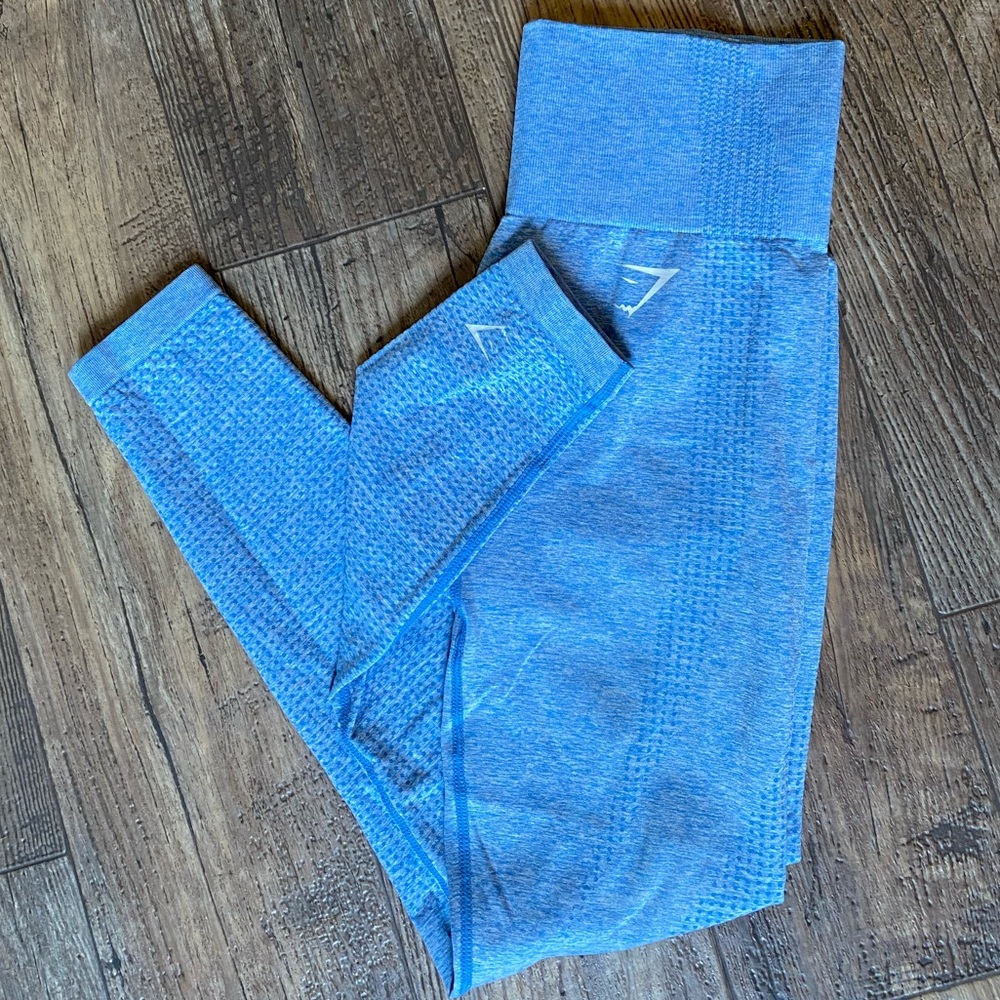 gymshark high waisted leggings, blue, size m